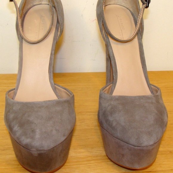 ZARA BASIC WOMENS GRAY PLATFORM SANDAL 37 6.5-7M - Picture 4 of 9